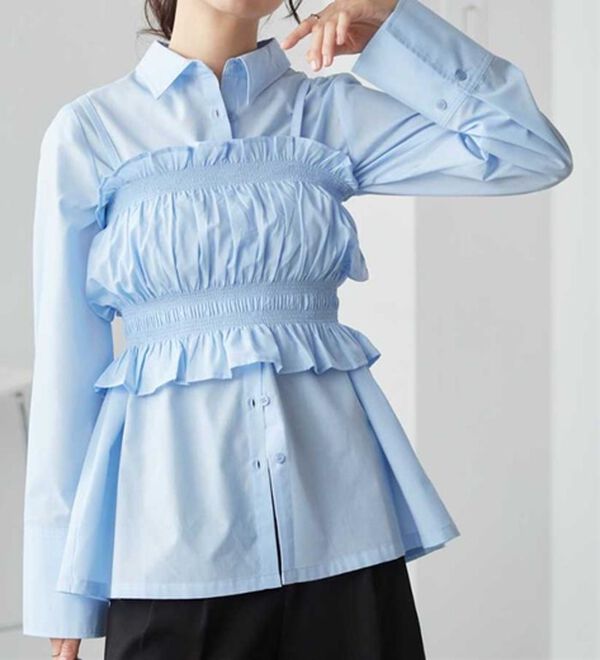 RANAN（ラナン）の「ビスチェ&times;レギュラーカラーシャツ（シャツ）」｜詳細画像