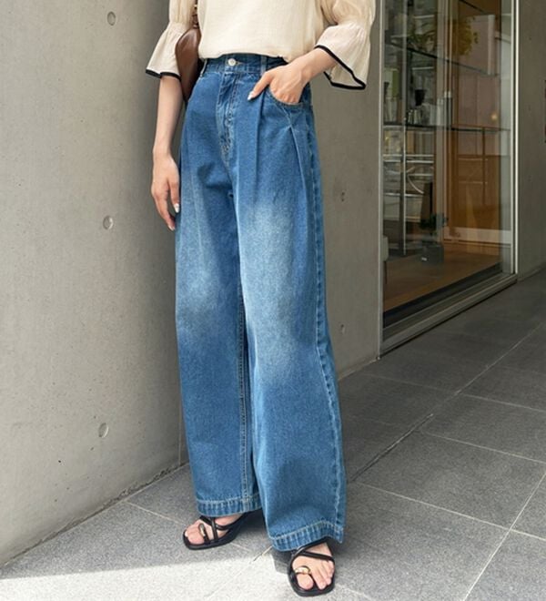 2タックワイドデニムパンツ - ベルーナ【公式】