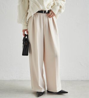 RANAN（ラナン）の「ウール調２タックワイドパンツ（フルレングスパンツ）」｜アイボリー