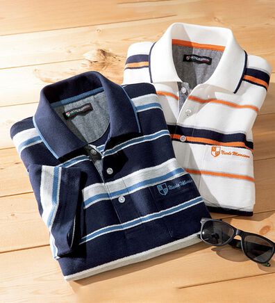 「【２色組】＜ニコル　モリソン＞梨地ボーダーポロ（メンズポロシャツ）」