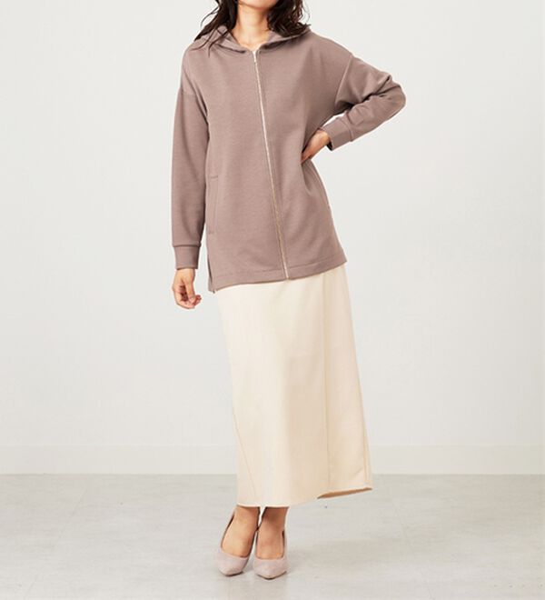 BELLUNA（ベルーナ）の「フードデザインとろみ素材ジップアップパーカー（パーカー）」｜詳細画像