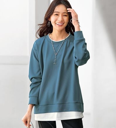 BELLUNA（ベルーナ）の「重ね着風とろみ素材プルオーバー（カットソー）」