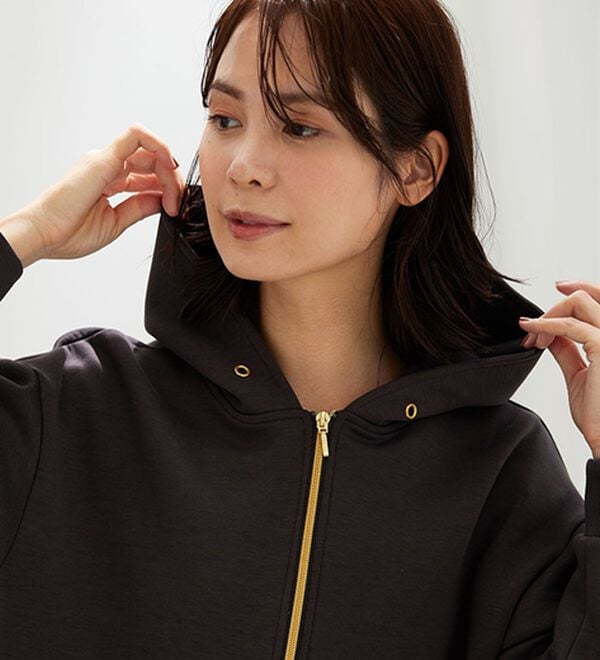 BELLUNA（ベルーナ）の「【快適Ｌａｂ．】とろみ素材裾タックパーカー（パーカー）」｜詳細画像