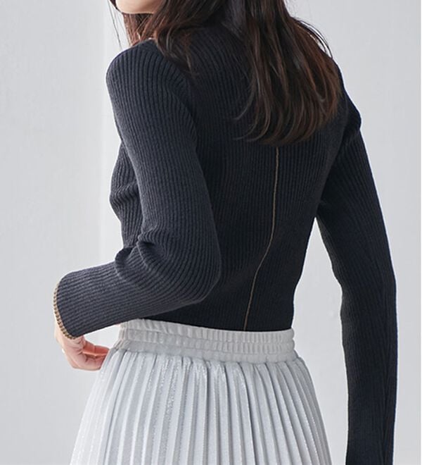 RANAN（ラナン）の「もちもちリブパイピングハイネックニット（ニット・セーター）」｜詳細画像