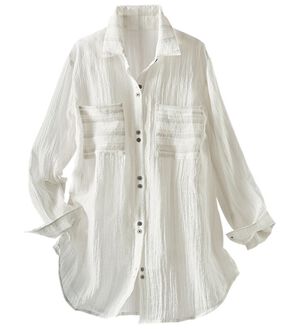 BELLUNA（ベルーナ）の「程よい透け感シアーストライププリントシャツ（シャツ）」｜オフ白系