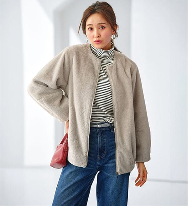 BELLUNA（ベルーナ）の「すっきり高見え！大人のファージャケット（その他ジャケット）」｜詳細画像