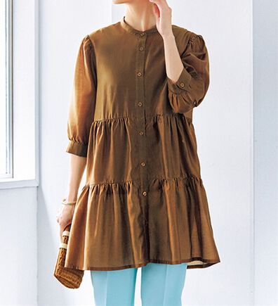 VINNO（ヴィノ）の「シャイニーローンティアードチュニック（チュニック）」