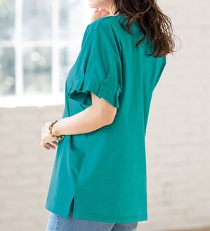 ルフラン（ルフラン）の「二の腕ほっそりひんやりカットソー（カットソー）」｜ブルーグリーン