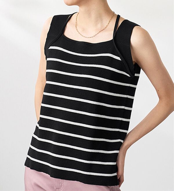 涼やかニット素材サマ見えタンクトップ - ベルーナ【公式】