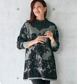 BELLUNA（ベルーナ）の「レース柄ジャカードニットチュニック（チュニック）」｜詳細画像