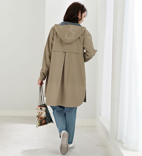 BELLUNA（ベルーナ）の「はっ水加工ボンディング素材ロング丈パーカー（ハーフコート）」｜詳細画像