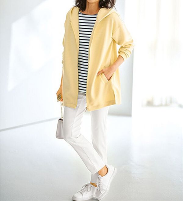 BELLUNA（ベルーナ）の「フードデザインとろみ素材ジップアップパーカー（パーカー）」｜詳細画像