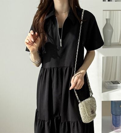 GeeRA（ジーラ）の「サッカーティアードハーフジップワンピース（その他ワンピース）」