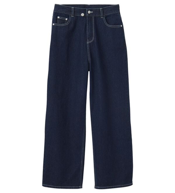 GeeRA（ジーラ）の「美脚見え！２ボタンウエストワイドデニムパンツ（フルレングスパンツ）」｜詳細画像