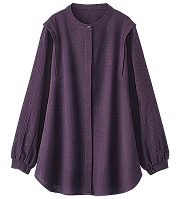 BELLUNA（ベルーナ）の「麻調素材袖刺しゅうデザインブラウス（ブラウス）」｜詳細画像