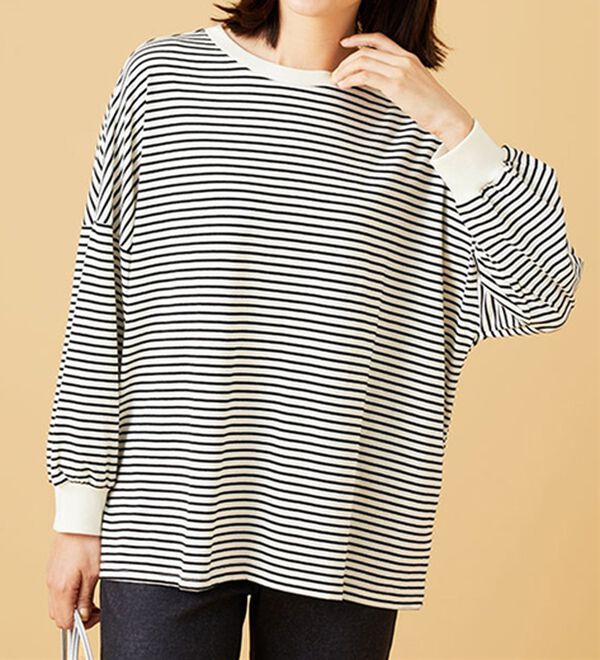 BELLUNA（ベルーナ）の「ゆったり体型カバー！ボーダープルオーバー（カットソー）」｜詳細画像