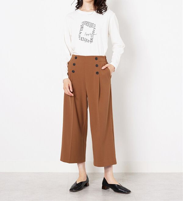 BELLUNA（ベルーナ）の「ストレッチ素材ボタン使いワイドパンツ（その他パンツ）」｜詳細画像