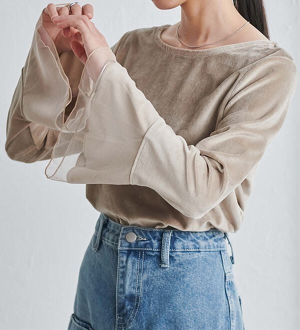 RANAN（ラナン）の「フレアーチュール袖ベロアプルオーバー（カットソー）」｜詳細画像