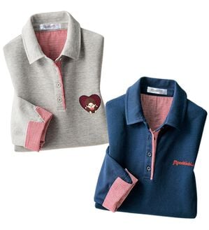 ルフラン（ルフラン）の「【２色組】＜モンチッチ＞かのこポロチュニック（ポロシャツ）」｜詳細画像