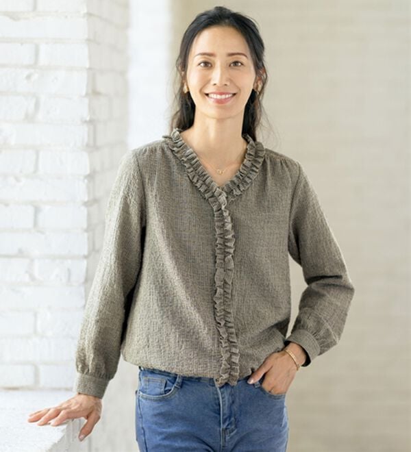 ルフラン（ルフラン）の「【３色組】タックフリルの大人ブラウス（ブラウス）」｜詳細画像