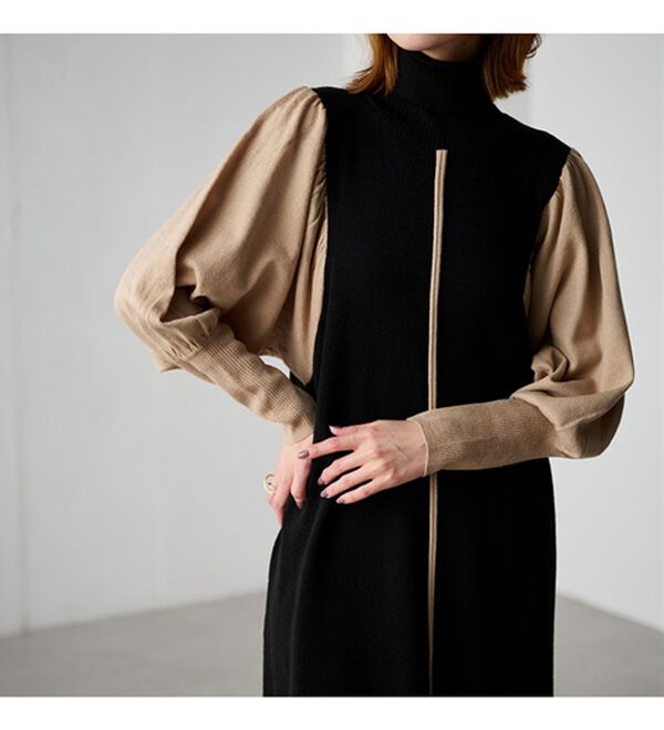 RANAN（ラナン）の「ボリューム袖アウトシームニットワンピース（ニットワンピース）」｜詳細画像