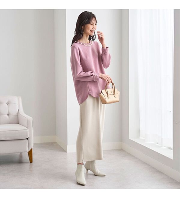 BELLUNA（ベルーナ）の「パール使いふくれジャカードプルオーバー（カットソー）」｜詳細画像