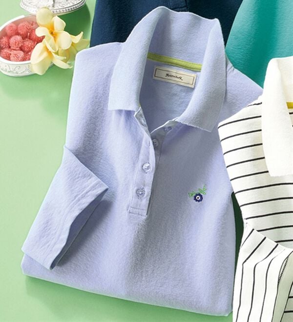 ルフラン（ルフラン）の「さらっとアクティブポロシャツ（ポロシャツ）」｜サックス