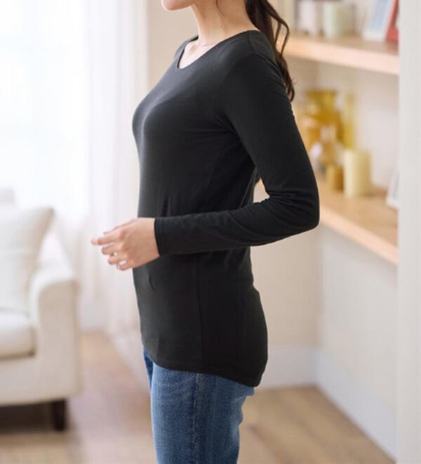 LAVIENNE（ラヴィエンヌ）の「【選べる襟！】綿１００％吸湿発熱あったかインナー（肌着・インナーウェア）」｜詳細画像