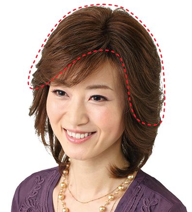 「人毛１００％長めヘアピース（セミロングタイプ）（ウィッグ・ヘアピース・エクステ）」