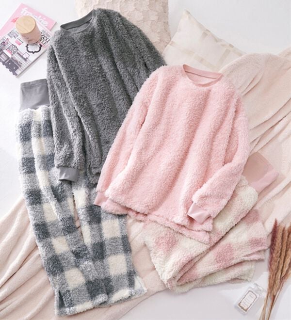 YU'NOW（ユナウ）の「【上下２点セット】モールニット風ハラマキパジャマ（パジャマ・ルームウェア）」｜詳細画像