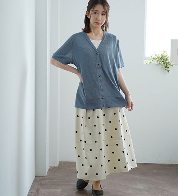 A HAPPY MARILYN（アハッピーマリリン）の「【Ｌ～５Ｌ】長袖・七分袖・半袖　シンプル　カーディガン（ニットカーディガン）」｜詳細画像