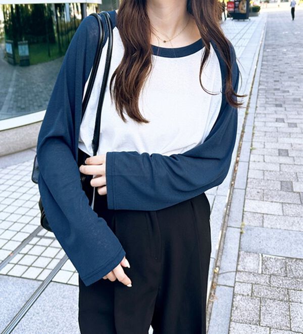 GeeRA（ジーラ）の「ラグラン切替配色スラブシアーカットソー（カットソー）」｜詳細画像