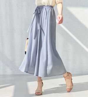 alotta（アロッタ）の「ふんわりシフォンワイドパンツ（ワイドパンツ・ガウチョ）」｜ラベンダーブルー