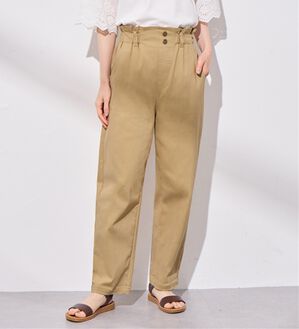 Viola e Viola（ヴィオラ エ ヴィオラ）の「綿混ストレッチウエストデザインシェフパンツ（フルレングスパンツ）」｜ベージュ