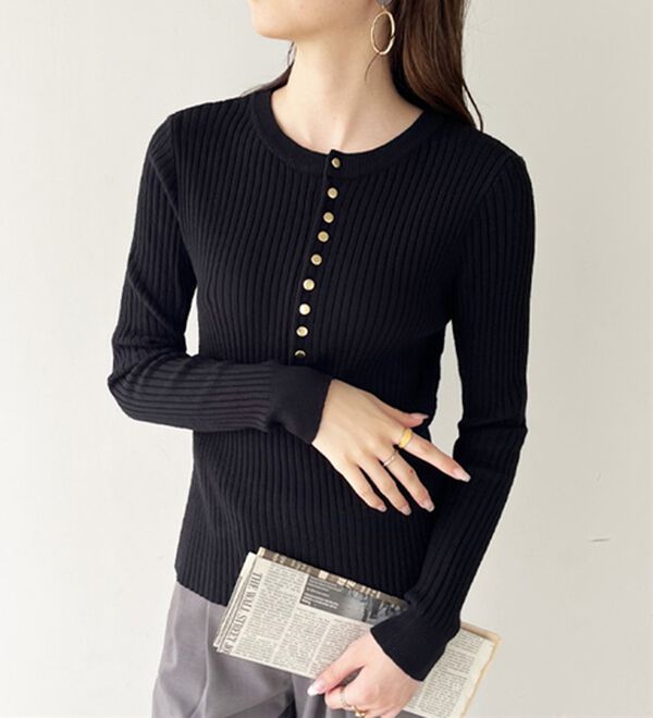 もちもち前後2WAY多ボタンリブニット - ベルーナ【公式】 