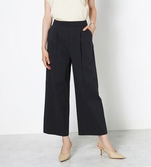 BELLUNA（ベルーナ）の「麻入りストレッチタックワイドパンツ（ワイドパンツ・ガウチョ）」｜黒