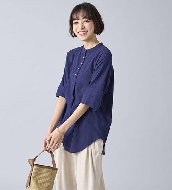 BELLUNA（ベルーナ）の「綿１００％ワッシャー素材ゆったりドルマンブラウス（ブラウス）」｜詳細画像