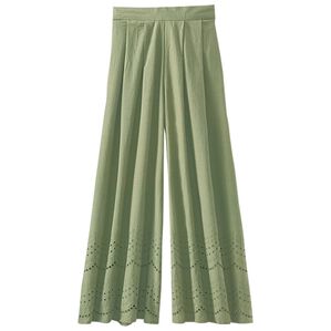 BELLUNA（ベルーナ）の「カットレースガウチョパンツ（ワイドパンツ・ガウチョ）」｜カーキ