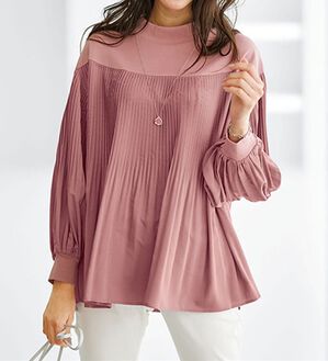 BELLUNA（ベルーナ）の「カットソー&times;プリーツ切替プルオーバー（カットソー）」｜ローズピンク