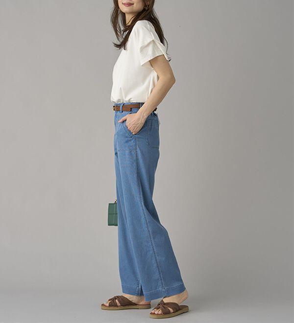 BELLUNA（ベルーナ）の「新感覚！メッシュデニムワイドパンツ（フルレングスパンツ）」｜詳細画像