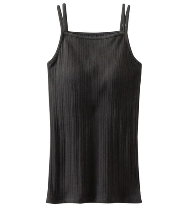 LAVIENNE（ラヴィエンヌ）の「サマ見え！綿混カップ付ランダムリブインナー（肌着・インナーウェア）」｜ブラック