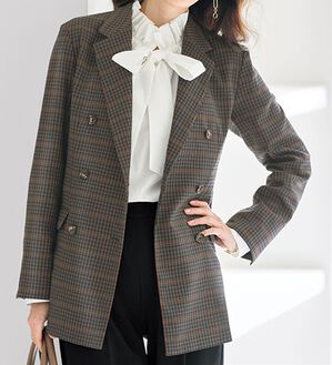 BELLUNA（ベルーナ）の「クラシカルチェック柄ウール調テーラードジャケット（テーラードジャケット）」｜詳細画像