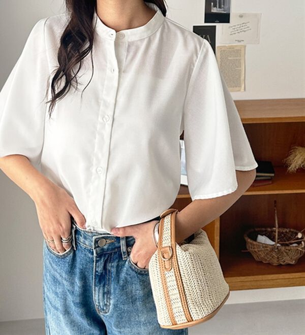 GeeRA（ジーラ）の「フレアー袖バンドカラーブラウス（ブラウス）」｜詳細画像