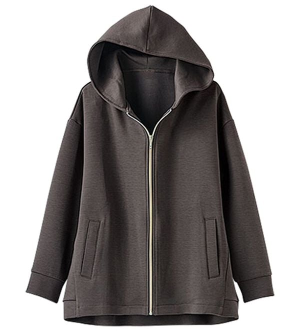 BELLUNA（ベルーナ）の「【快適Ｌａｂ．】とろみ素材裾タックパーカー（パーカー）」｜詳細画像