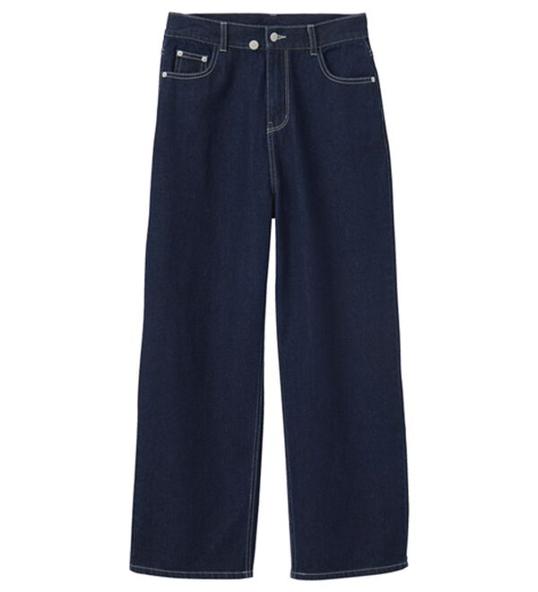 GeeRA（ジーラ）の「美脚見え！２ボタンウエストワイドデニムパンツ（フルレングスパンツ）」｜詳細画像