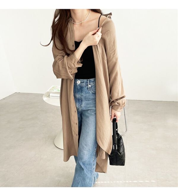 GeeRA（ジーラ）の「スリット入りロングシャツワンピース（シャツワンピース）」｜詳細画像