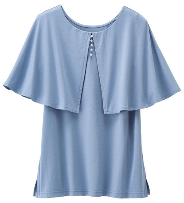 RANAN（ラナン）の「ひんやり！ケープ風デザインカットソーブラウス（カットソー）」｜詳細画像