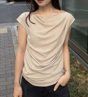 RANAN（ラナン）の「タックドレープフレンチスリーブT（Tシャツ）」｜詳細画像