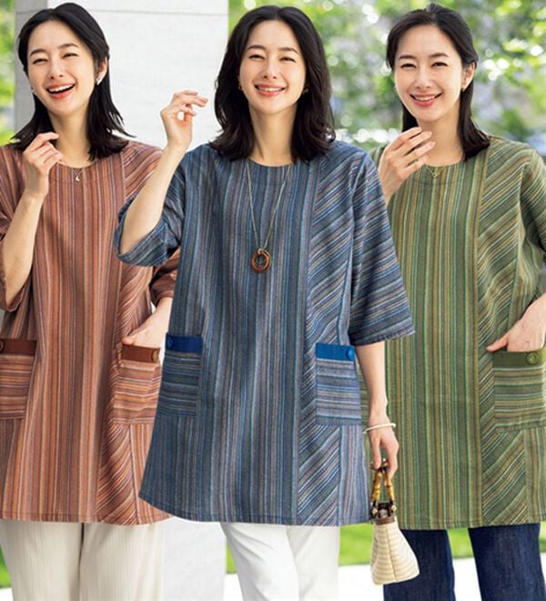 ルフラン（ルフラン）の「【３色組】しじら調リラックスカフタン（パジャマ・ルームウェア）」｜3色組