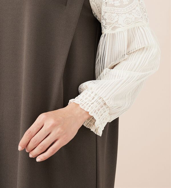 BELLUNA（ベルーナ）の「【新色追加】袖レース切替デザインきれい見えワンピース（その他ワンピース）」｜詳細画像